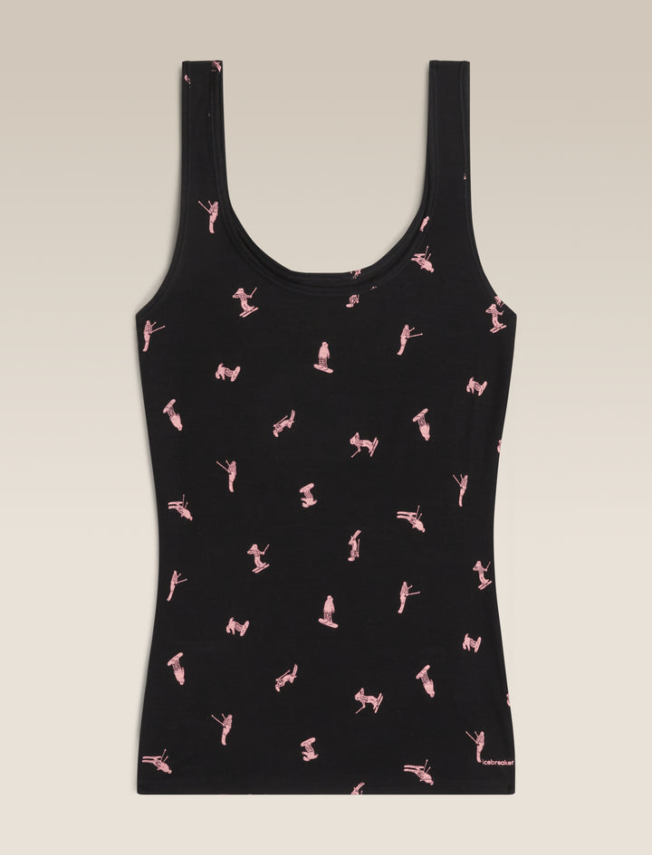 Womens Merino 150 Siren Tank Snow Day Black/Acid Pink 0A5751