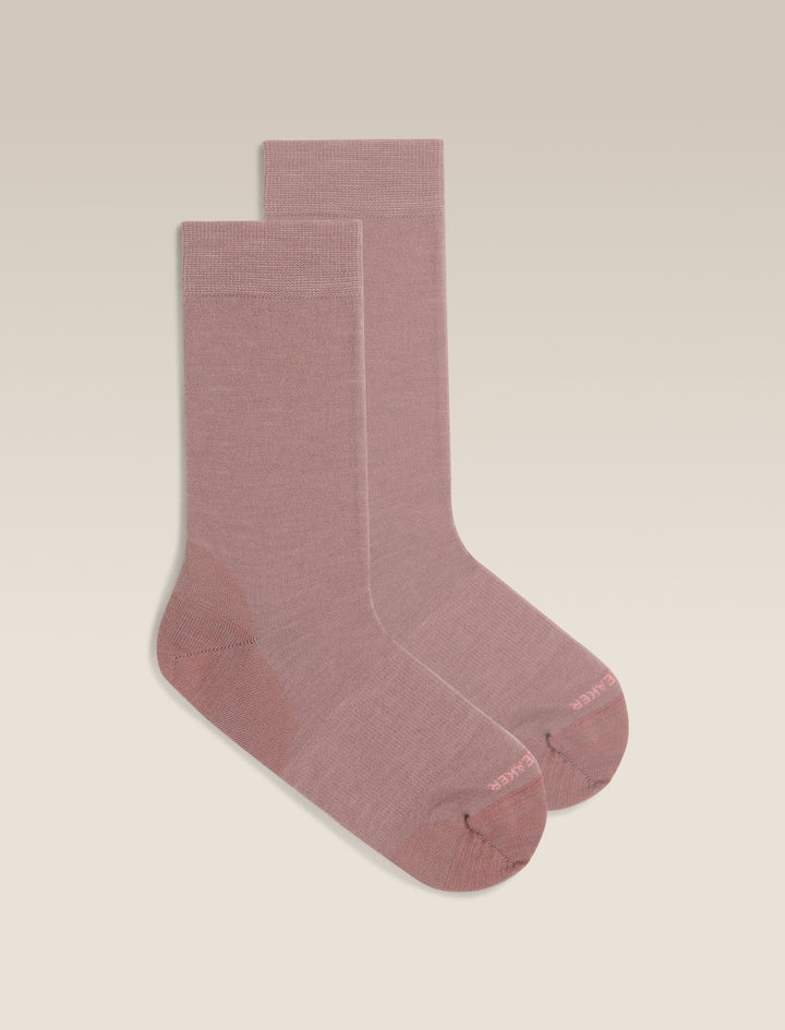 Womens Merino Lifestyle Fine Gauge Crew Socks Summit/ Acid Pink 105253