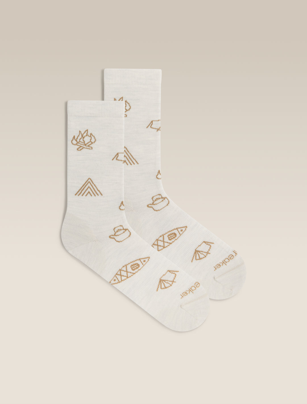 Womens Merino Lifestyle Ultralight Crew Socks Camp Essential Ecru/Heath Sand 0A574D