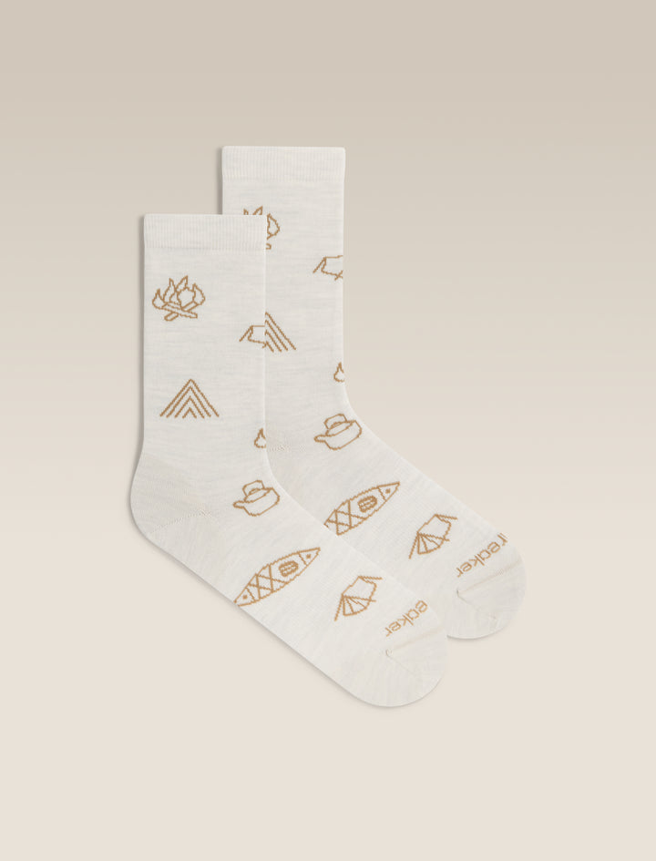 Womens Merino Lifestyle Ultralight Crew Socks Camp Essential Ecru/Heath Sand 0A574D
