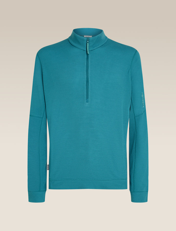 Mens Merino 260 Waffle Knit Wander Long Sleeve Half Zip Topaz  0A577U