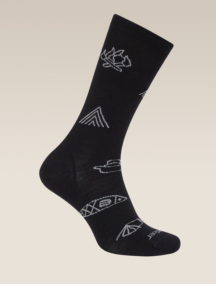 Mens Merino Lifestyle Ultralight Crew Socks Camp Essentials Black/Alloy0A574E