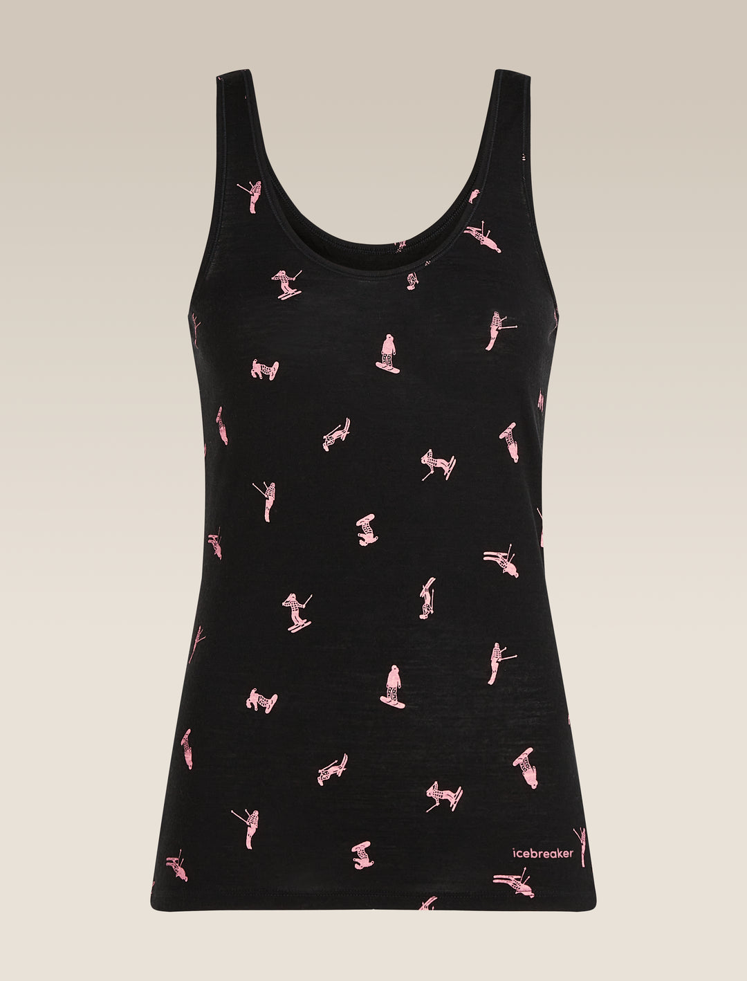 Womens Merino 150 Siren Tank Snow Day Black/Acid Pink 0A5751