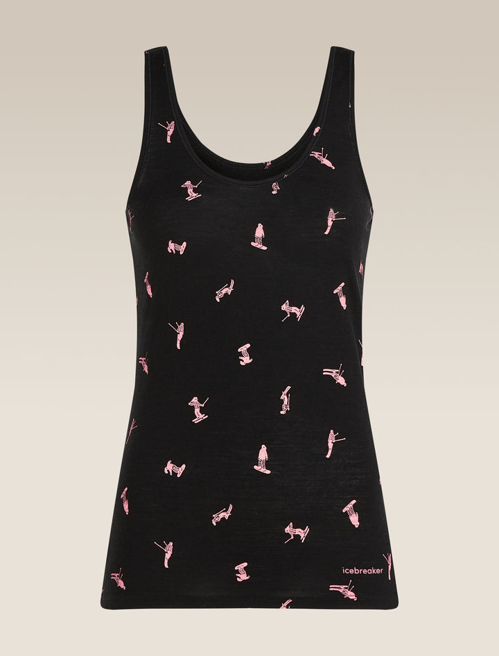 Womens Merino 150 Siren Tank Snow Day Black/Acid Pink 0A5751