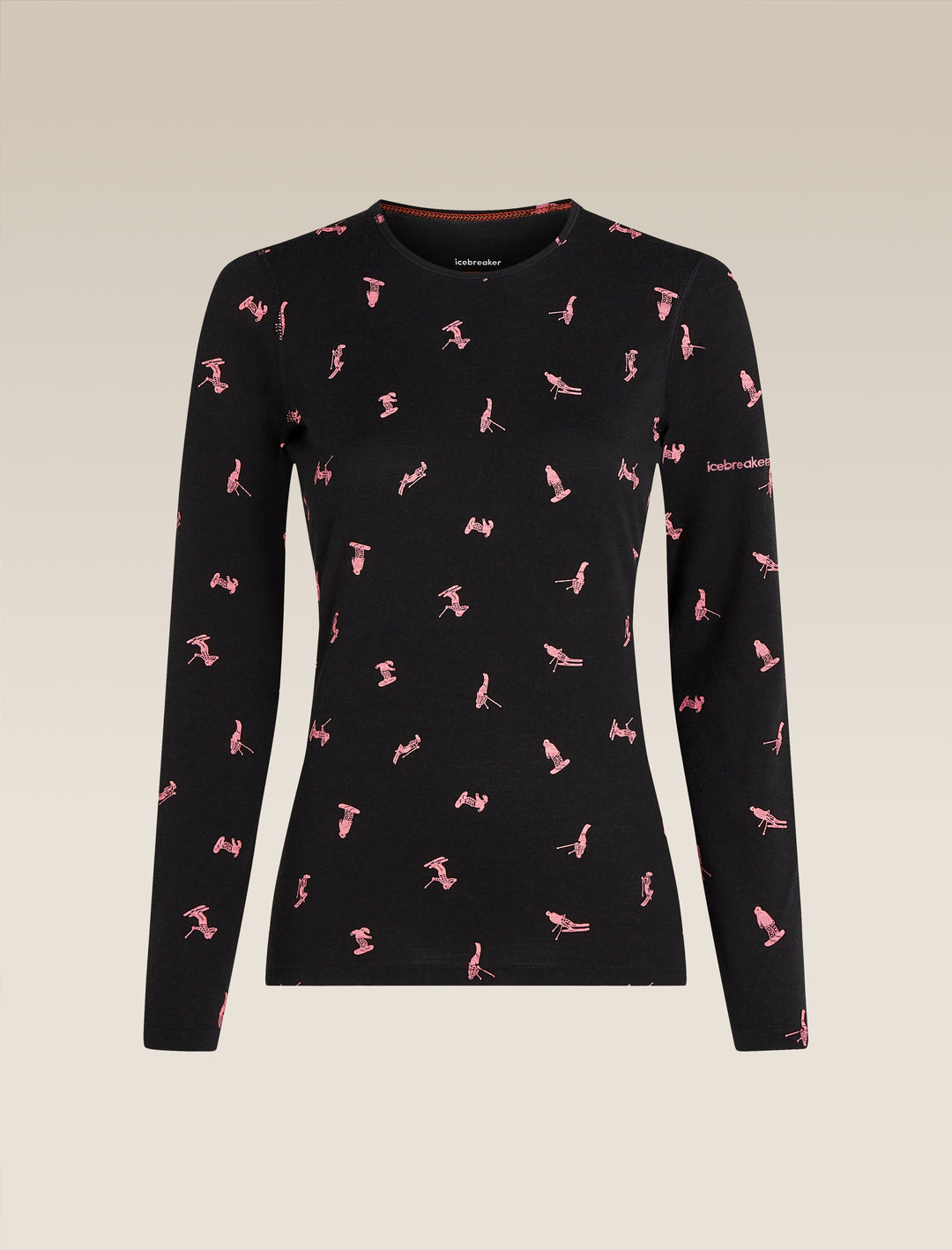 Womens Merino 200 Oasis LS Crewe Thermal Top Snow Day Black/Acid Pink 0A574W