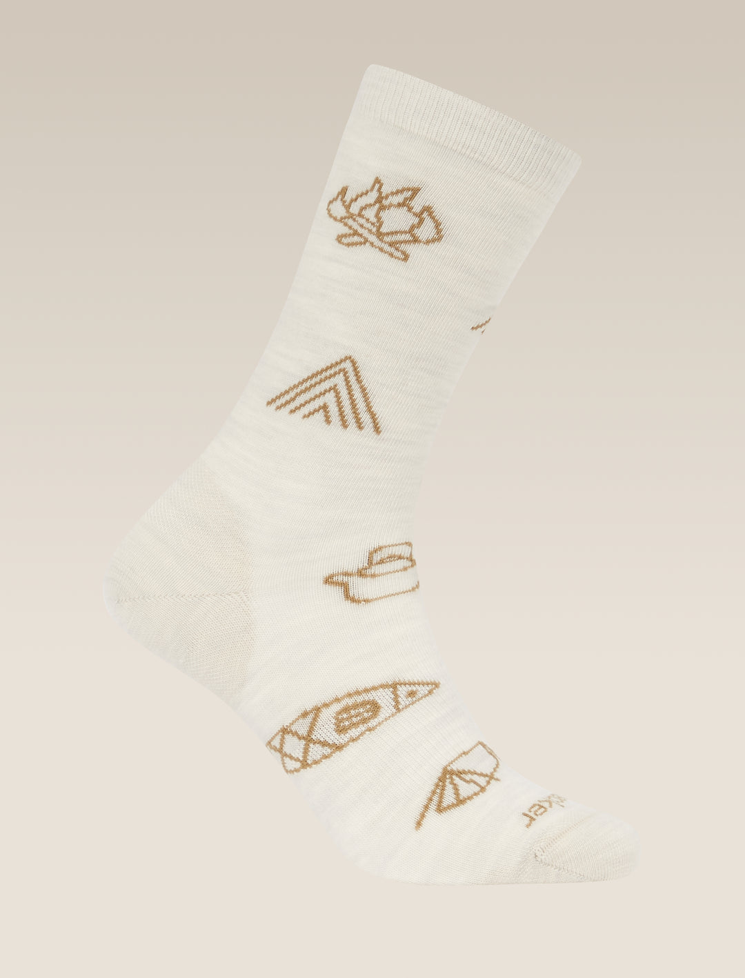 Womens Merino Lifestyle Ultralight Crew Socks Camp Essential Ecru/Heath Sand 0A574D