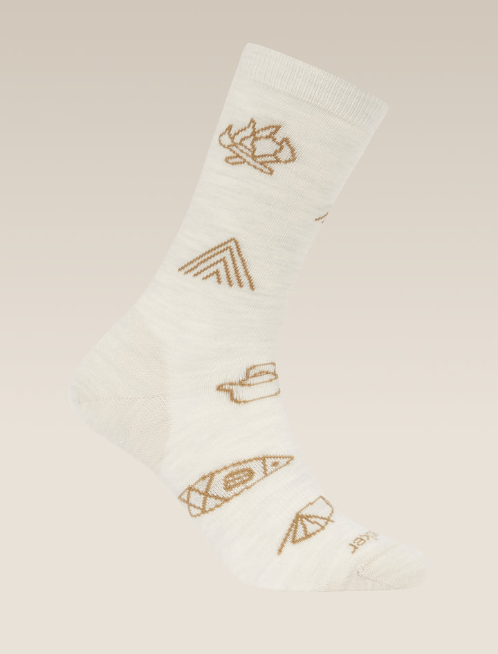 Womens Merino Lifestyle Ultralight Crew Socks Camp Essential Ecru/Heath Sand 0A574D