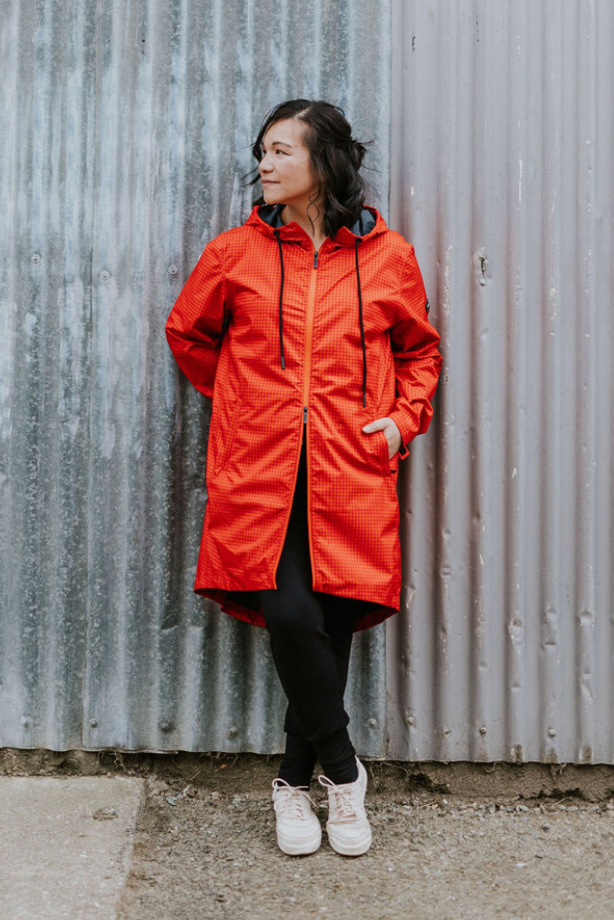 Womens Georgie Rain Coat - Blood Orange / Fuchsia Check