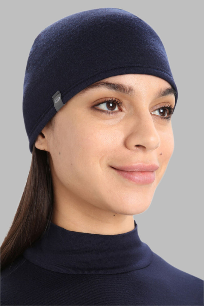 Adult Unisex Merino Reversible Pocket Hat Loden/Midnight Navy IBM200