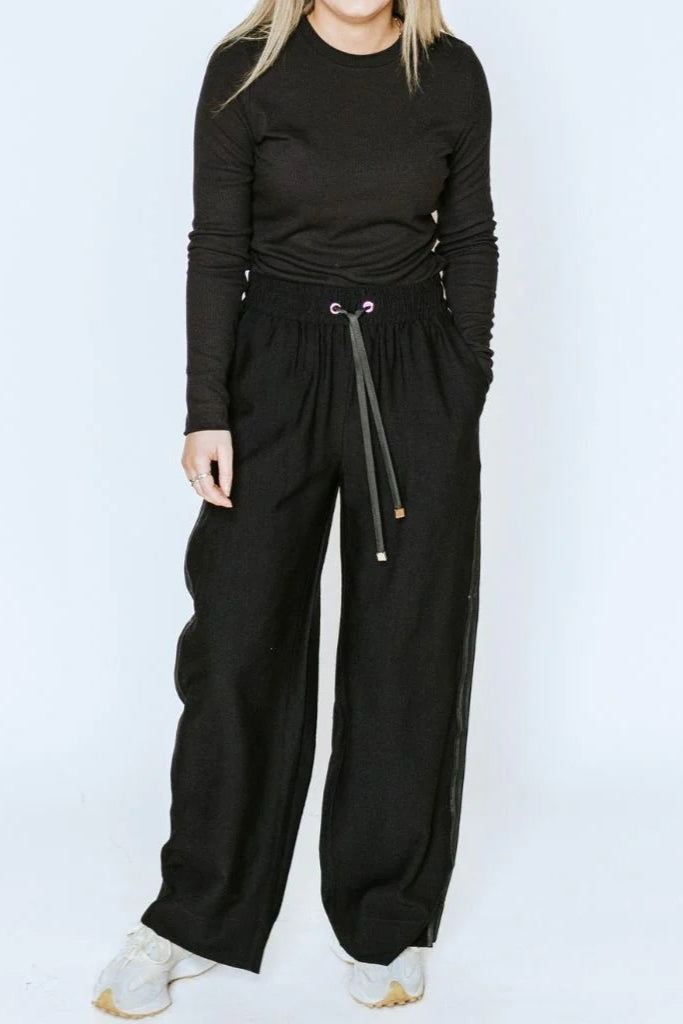 Indiana Women's Wide Leg Pants - Black/Satin