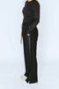 Indiana Womens Wide Leg Pants - Black/Satin
