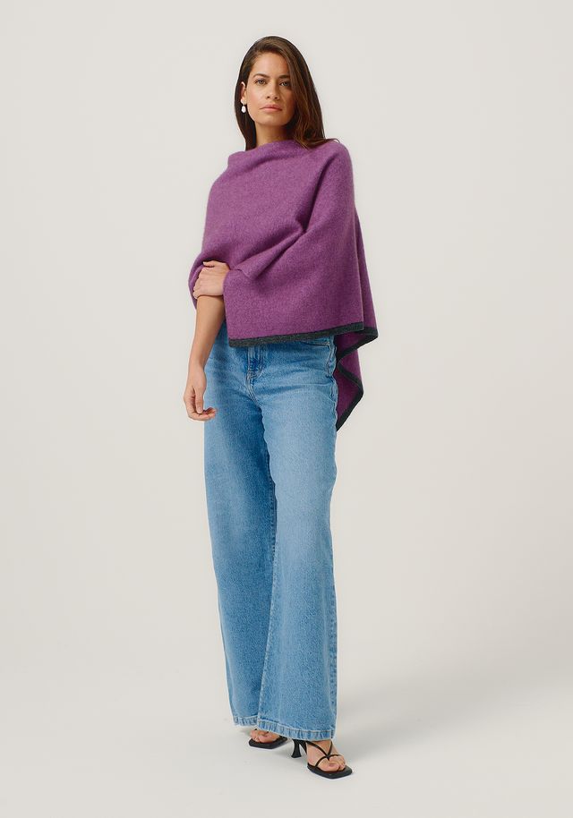 Womens Two Tone Poncho  Lilac/Slate 1623