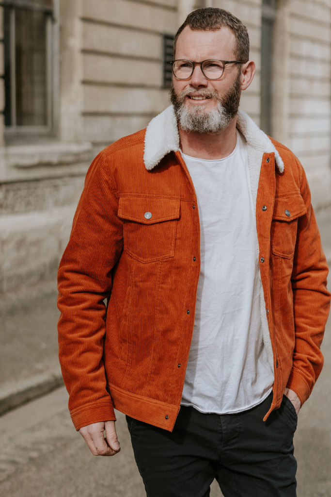 Mens Hammer Cord/Sherpa Jacket - Chestnut/White