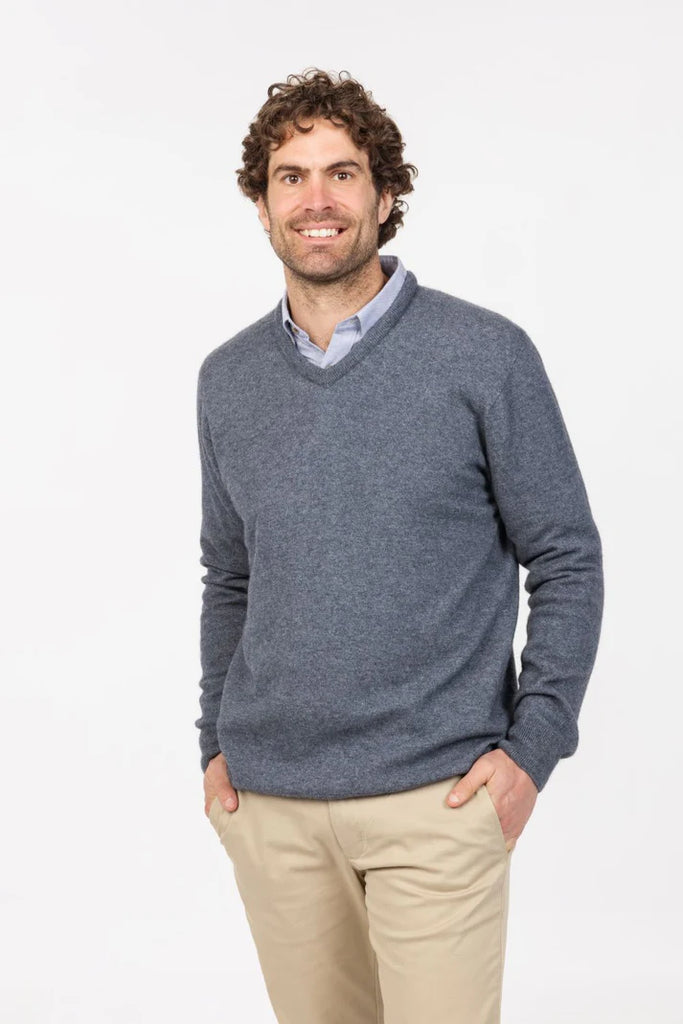 Mens V Neck Sweater Sky NB121