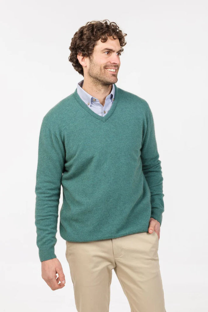 Mens V Neck Sweater Mist NB121