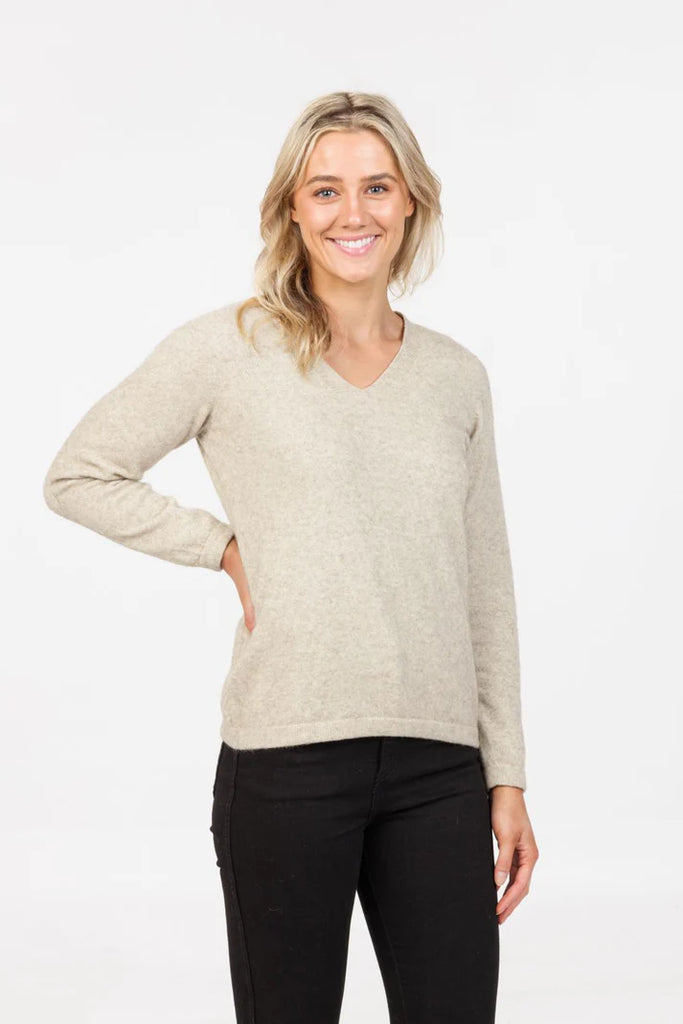 Womens V Neck Sweater Natural NB396