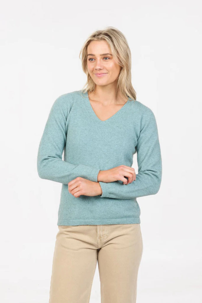 Womens V Neck Sweater Topaz NB396