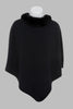 Womens Pure Possum Trim Poncho Black NB686