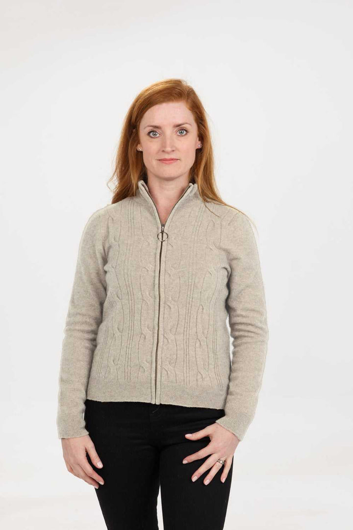 Womens Classic Crop Cable Jacket - Natural