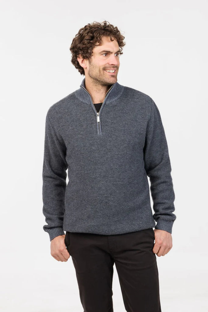 Mens Textured Half Zip Sweater Sky NE338