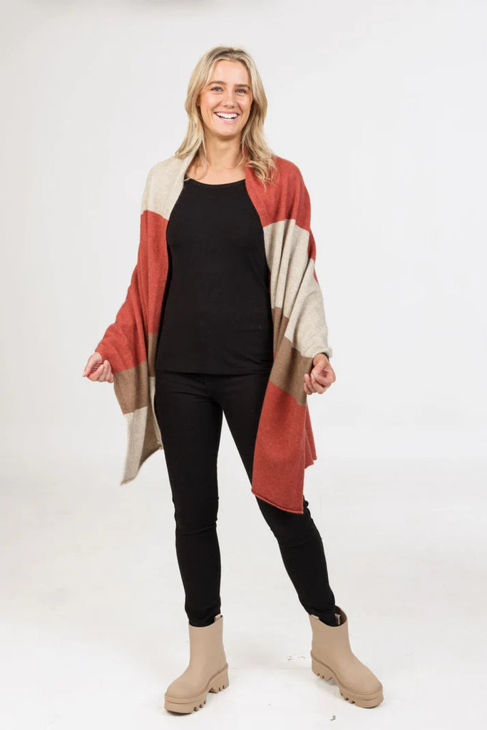 Womens Travel Wrap Rosewood stripe NE815