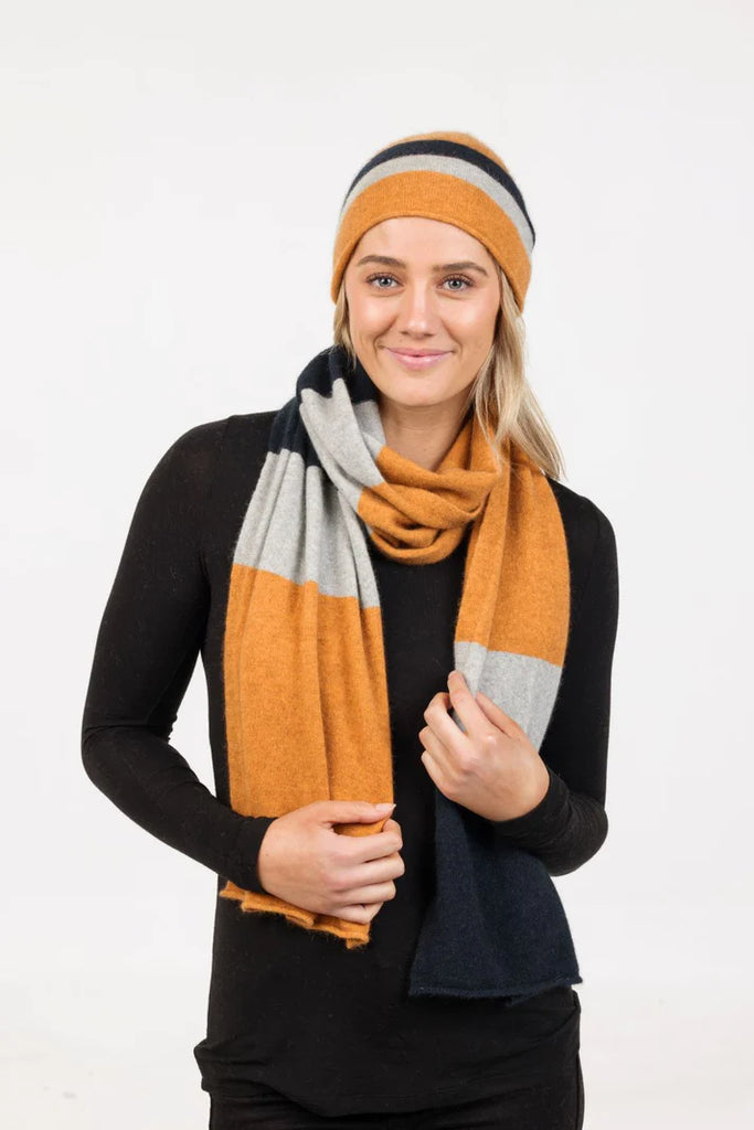 Womens Travel Beanie Ginger Stripe NX825