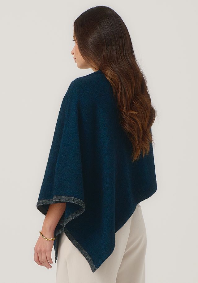 Womens Two Tone Poncho  Peacock/Slate 1623