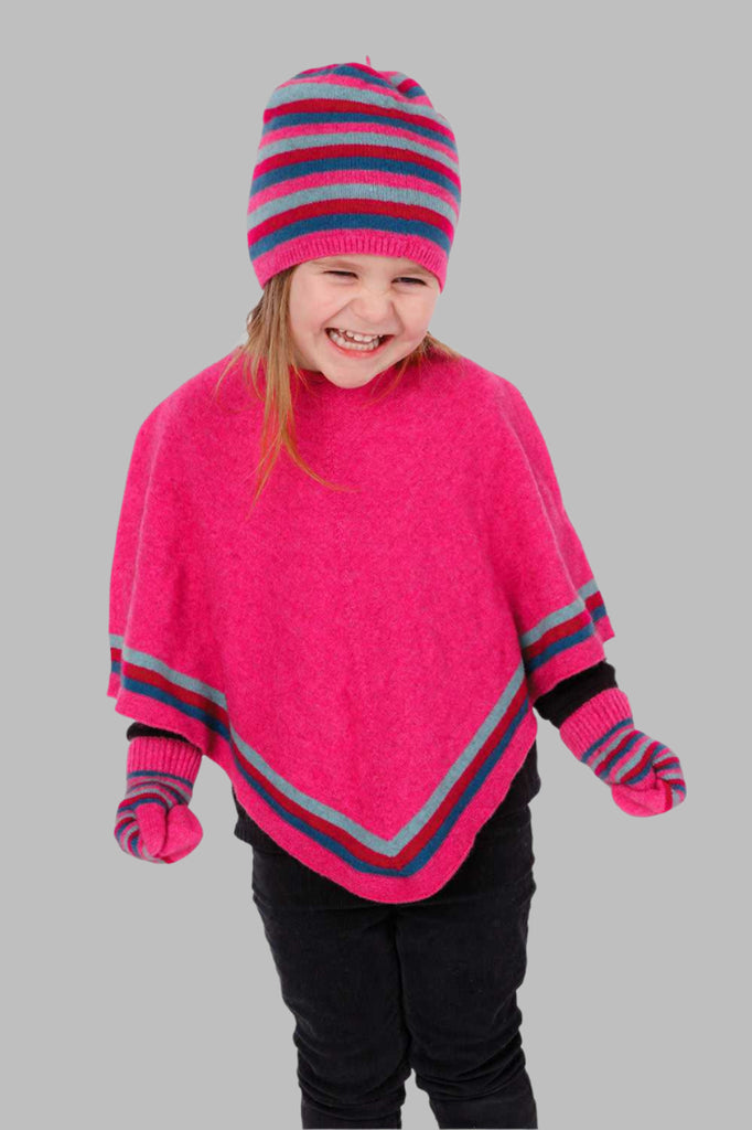 Kids Striped Poncho Peony NB711
