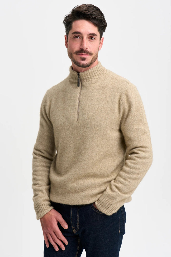 Mens Whittaker Half Zip Latte/River 100309
