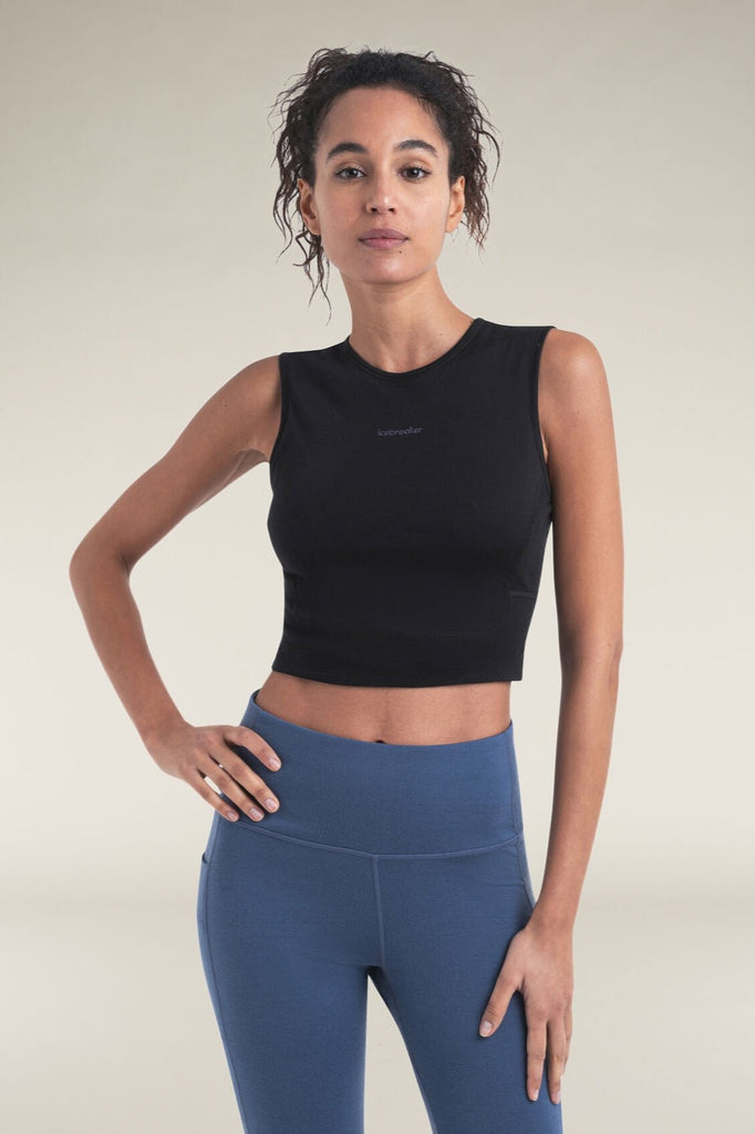 Womens Merino Blend 125 ZoneKnit™ Energy Wind Cropped Bra-Tank Black 0A56XT