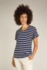 Womens Merino Blend Drayden Reversible SS Top Stripe Midnight Navy snow 0A56JL