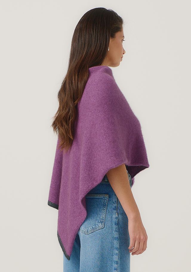 Womens Two Tone Poncho  Lilac/Slate 1623