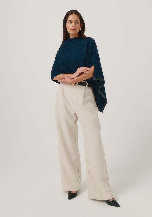 Womens Two Tone Poncho  Peacock/Slate 1623