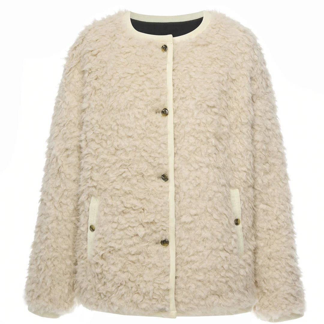 Womens Juniper Reversible Faux Shearling Jacket Olive Black/Cream