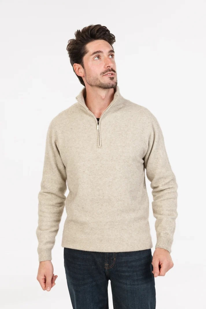 Mens Lightweight 1/2 Zip Natural NB336