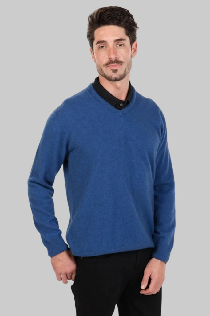 Mens V Neck Sweater Cornflower NB121