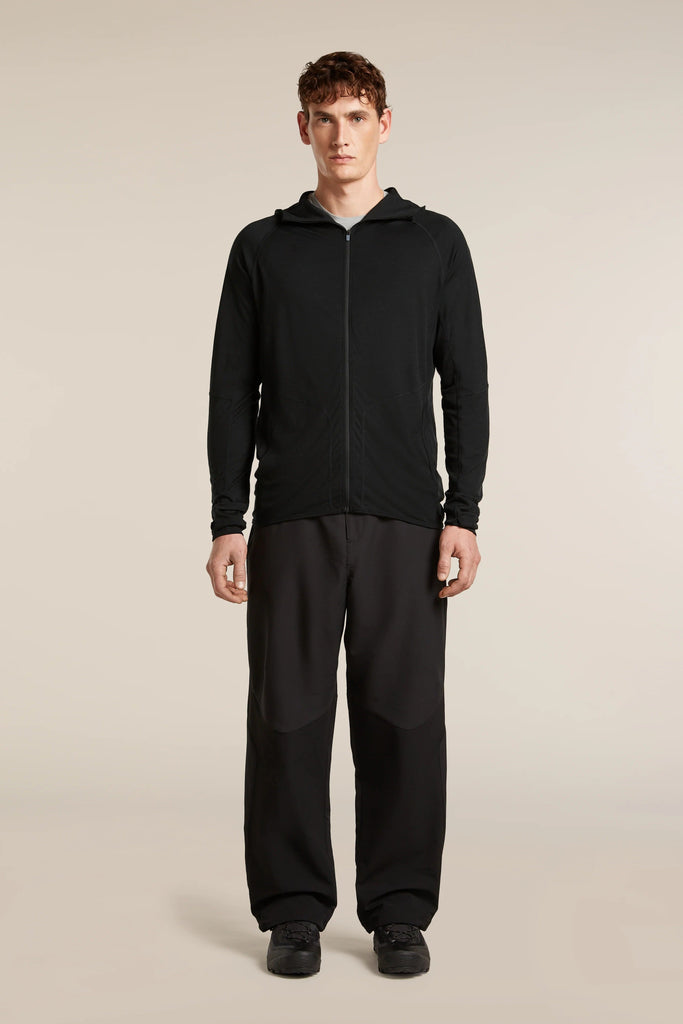 Mens  150 MerinoFine™ Ace Long Sleeve Zip Hoodie UPF Black  0A57EL