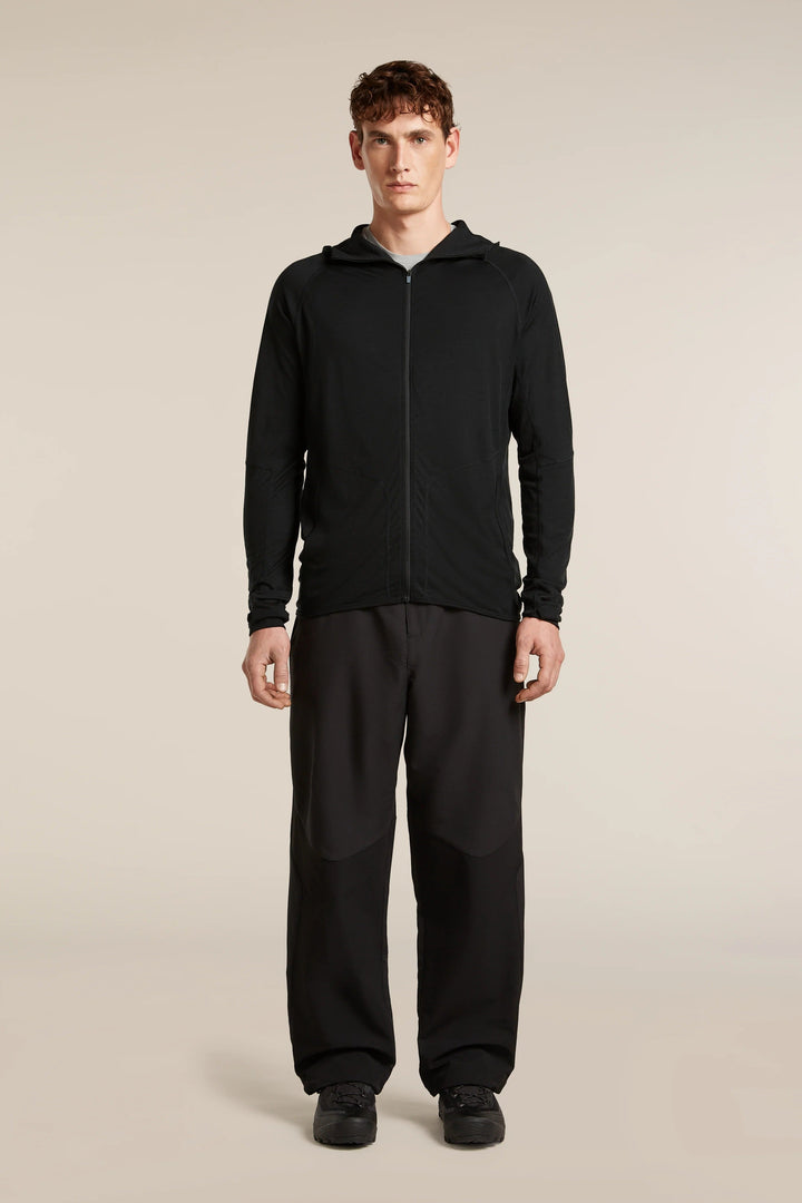 Mens  150 MerinoFine™ Ace Long Sleeve Zip Hoodie UPF Black  0A57EL