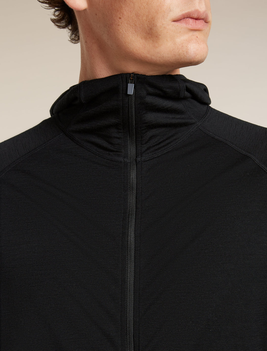 Mens  150 MerinoFine™ Ace Long Sleeve Zip Hoodie UPF Black  0A57EL