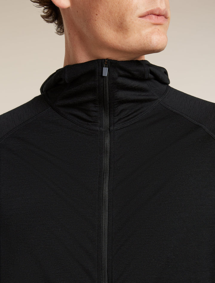 Mens  150 MerinoFine™ Ace Long Sleeve Zip Hoodie UPF Black  0A57EL