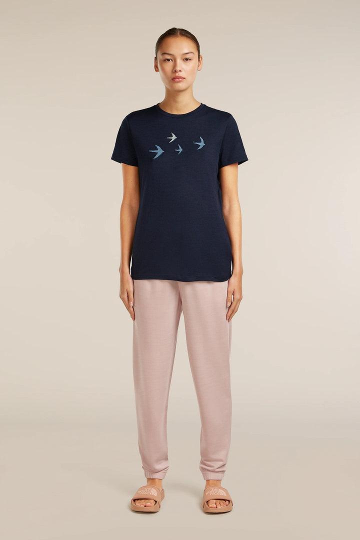 Womens  Merino 150 Tech Lite Short Sleeve T Shirt Bird Transit Midnight Navy 0A57FX