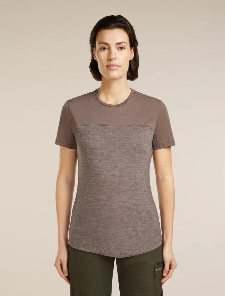 Womens Merino Blend 125 Cool-Lite™ Sphere Short Sleeve T-Shirt Colour Block Porcini Heather  0A56XY