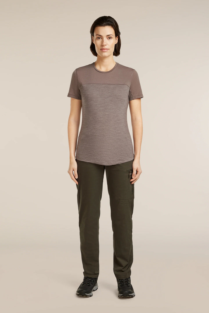 Womens Merino Blend 125 Cool-Lite™ Sphere Short Sleeve T-Shirt Colour Block Porcini Heather  0A56XY