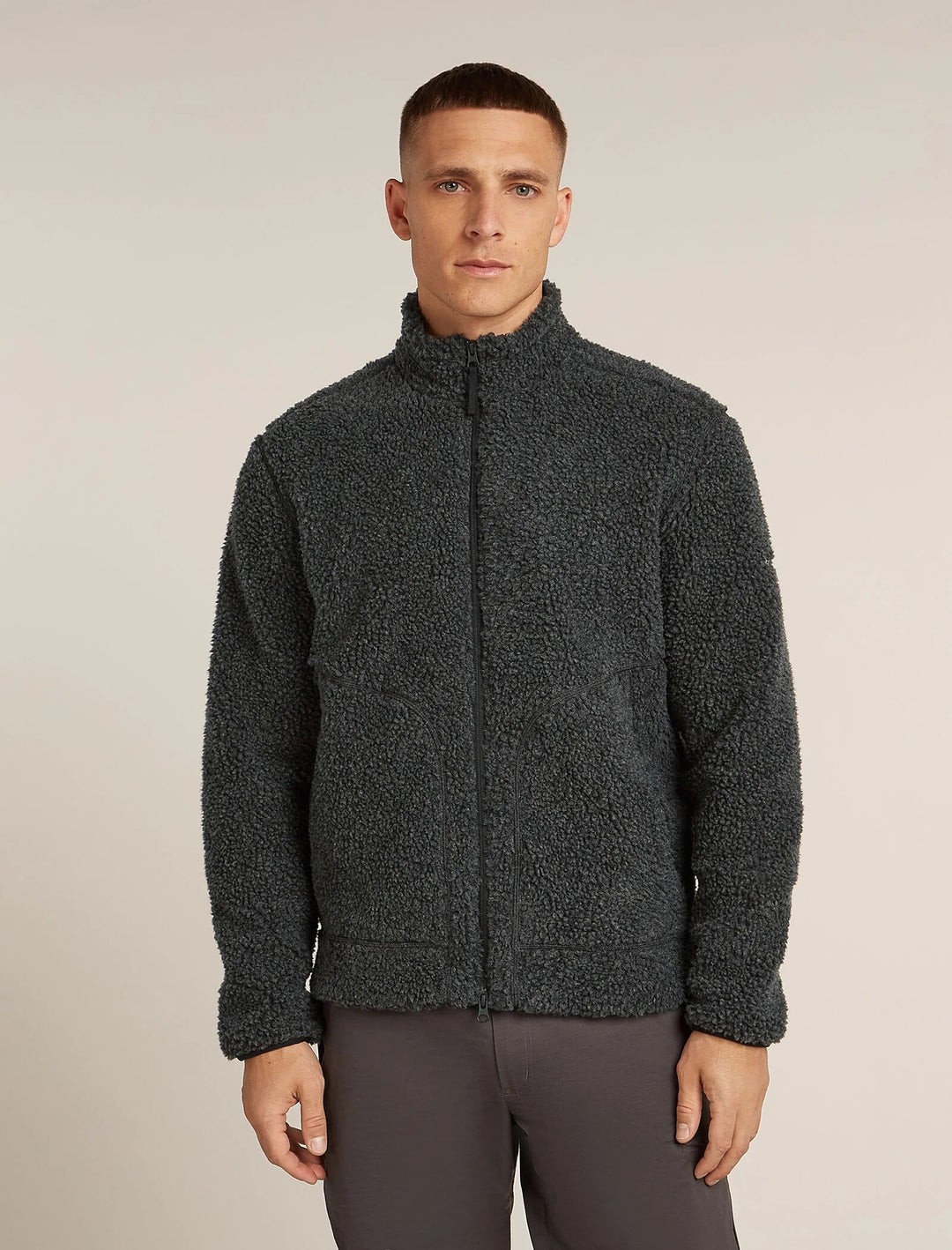 Mens RealFleece™ Merino High Pile LS Zip Jacket Jet Heather/Black 0A572A