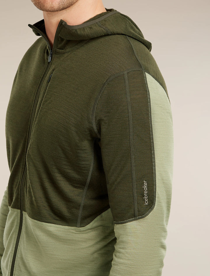 Mens Merino Blend 200 Realfleece™ Descender LS Zip Hoodie Dk Loden/Lichen BA56VZ