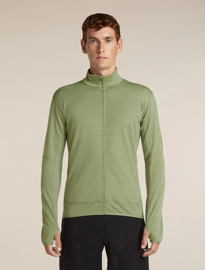 Mens Merino Blend 300 RealFleece™ Descender Long Sleeve Zip Lichen 0A57QG