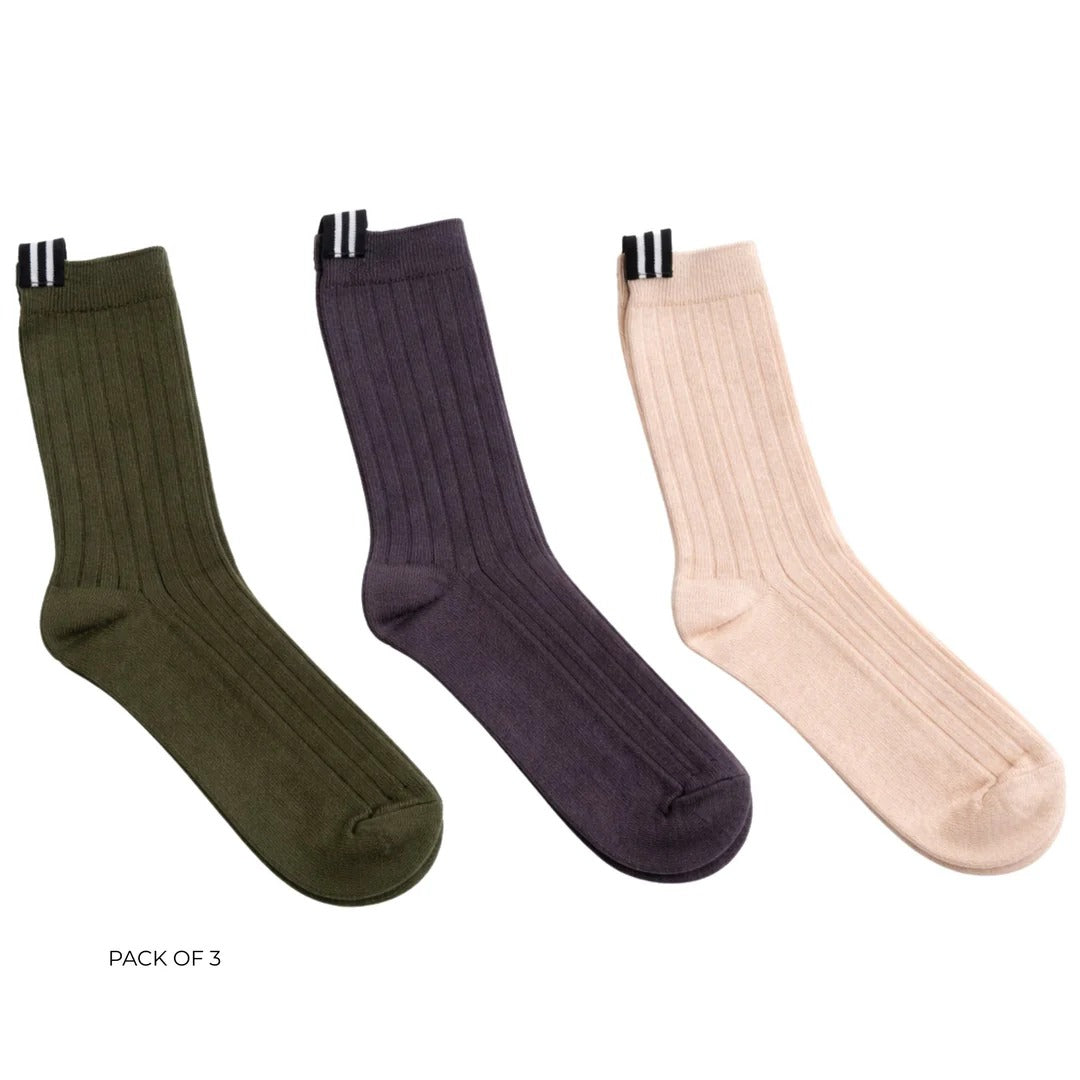 Womens  Lily Wool Blend Socks 3 pack Cocoa/Blush/Bonsai