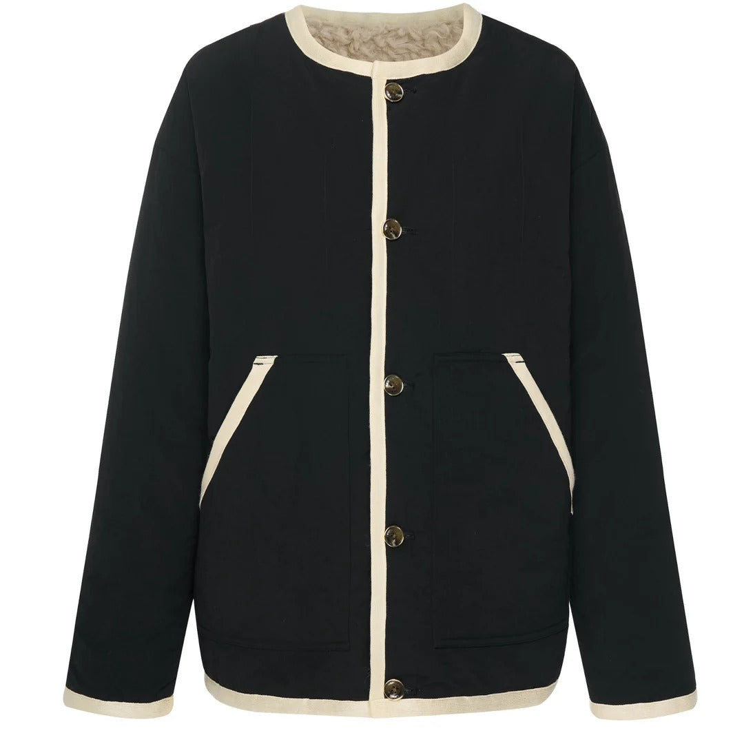 Womens Juniper Reversible Faux Shearling Jacket Olive Black/Cream