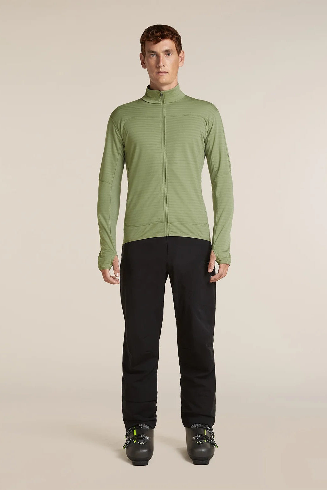 Mens Merino Blend 300 RealFleece™ Descender Long Sleeve Zip Lichen 0A57QG