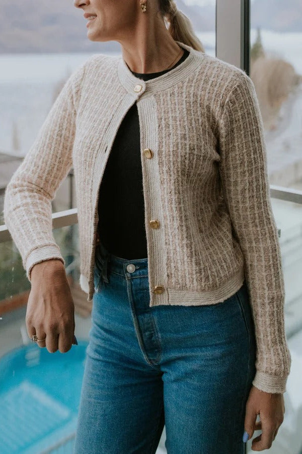 Womens Vivian Cardigan  Blush Check